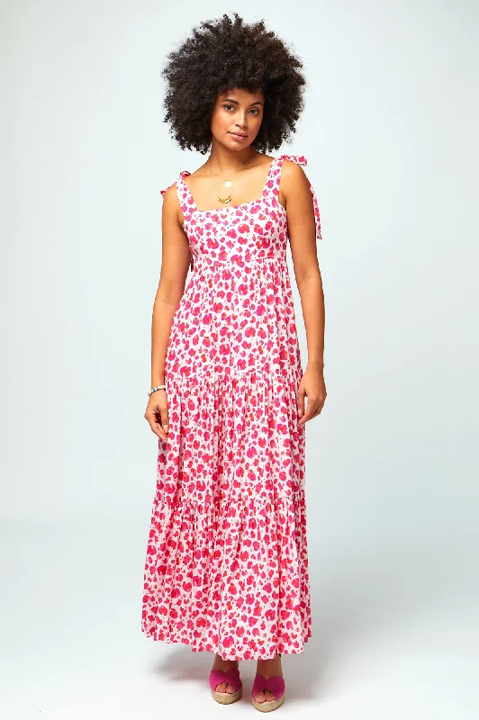 Tabitha Ecovero Viscose Maxi Dress | Cheetah Pink Comfortable Casual Maxi Dress