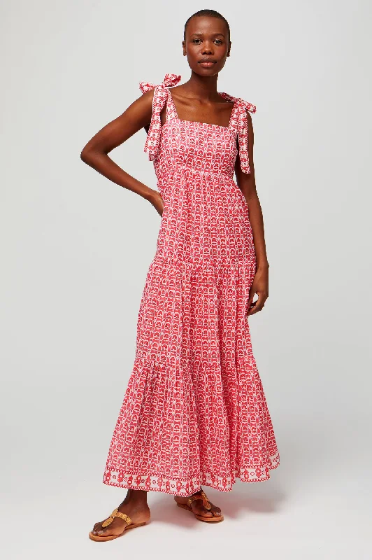 Tabitha Maxi Dress | Pop Flower Coral Comfortable Cotton Maxi Dress