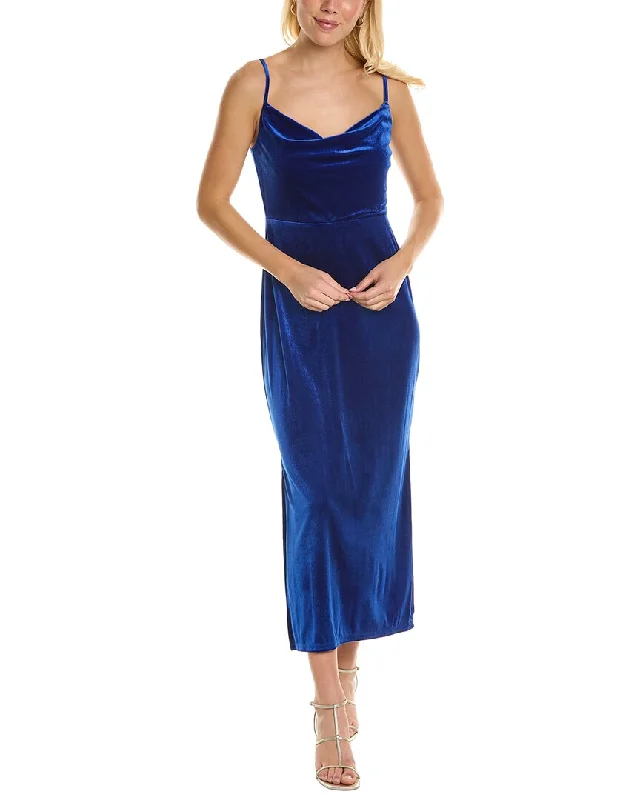 Taylor Stretch Velvet Maxi Dress Cozy Cold-Shoulder Maxi Dress