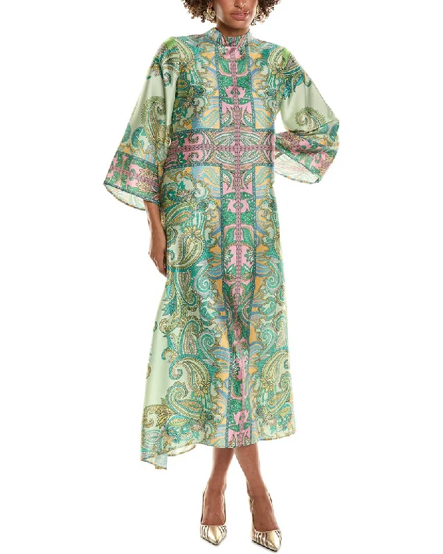 Teri Jon by Rickie Freeman Twill Mock Neck Paisley Maxi Dress Fashionable Printed Maxi Dress