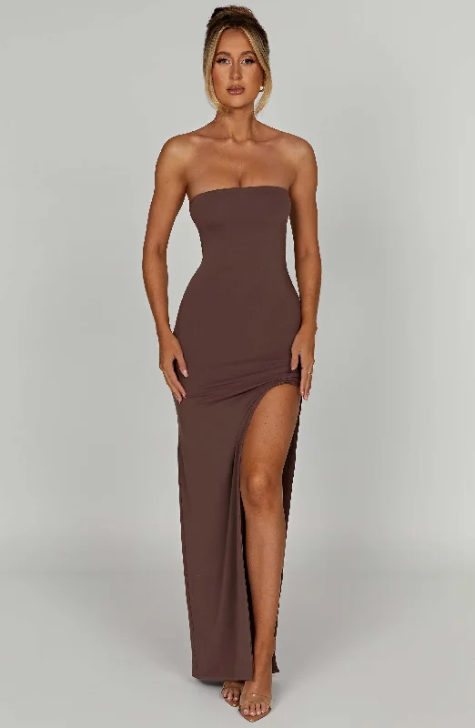 Teyana Maxi Dress - Chocolate Stylish Boho Maxi Dress