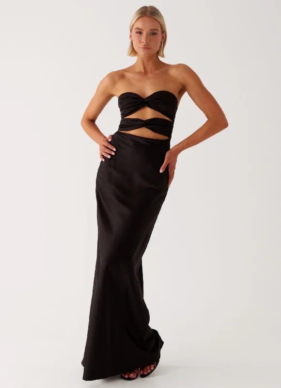 Tianna Strapless Maxi Dress - Black Cozy Cold-Shoulder Maxi Dress