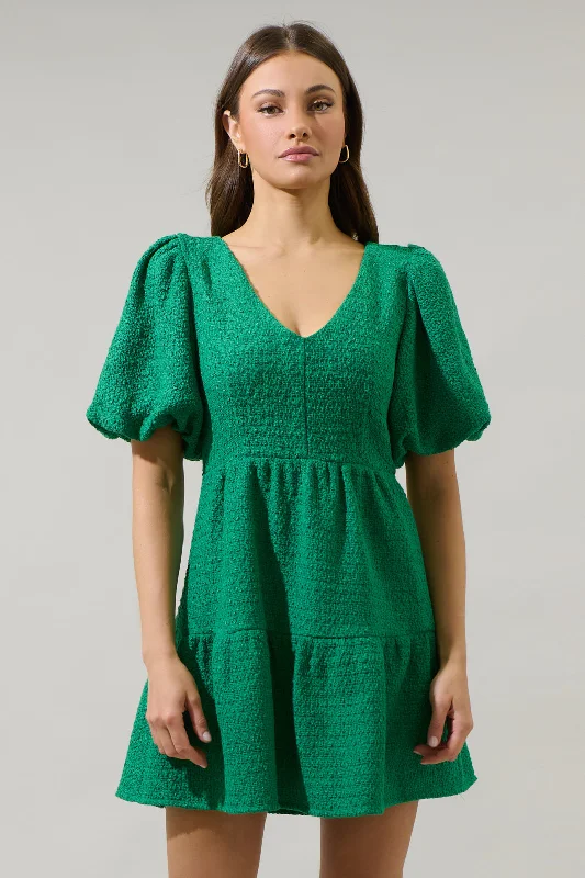 Trista Tweed May Tiered Mini Dress Cozy Wraparound Mini Dress