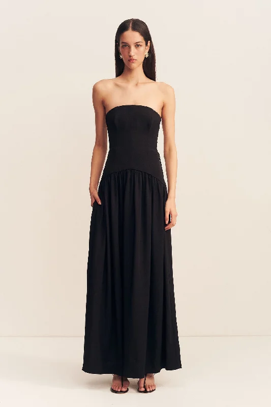 VENTO LACE UP STRAPLESS MAXI DRESS - BLACK Cozy Spaghetti Strap Maxi Dress