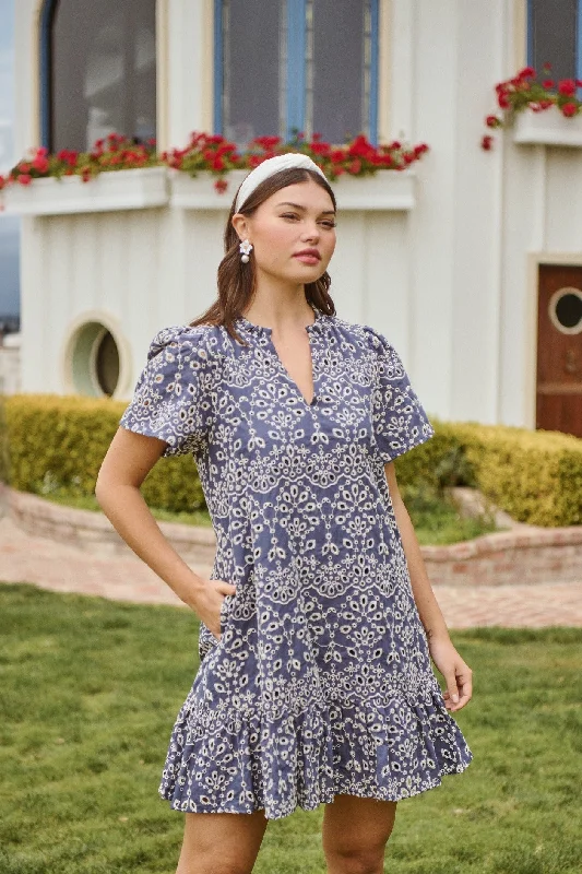 Viridiana Floral Eyelet Mini Dress Fashionable Polka Dot Mini Dress