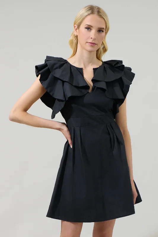 Wilma Ruffle Mini Dress Trendy Tie-Dye Mini Dress