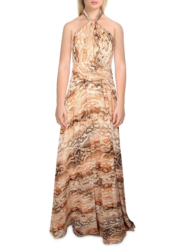 Womens Chiffon Halter Maxi Dress Fashionable Sleeveless Maxi Dress