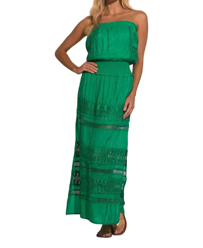 Wymara Crochet Strapless Maxi Dress In Green Chic Summer Maxi Dress