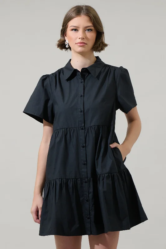 Xia Poplin Tiered Mini Dress Modern Satin Mini Dress