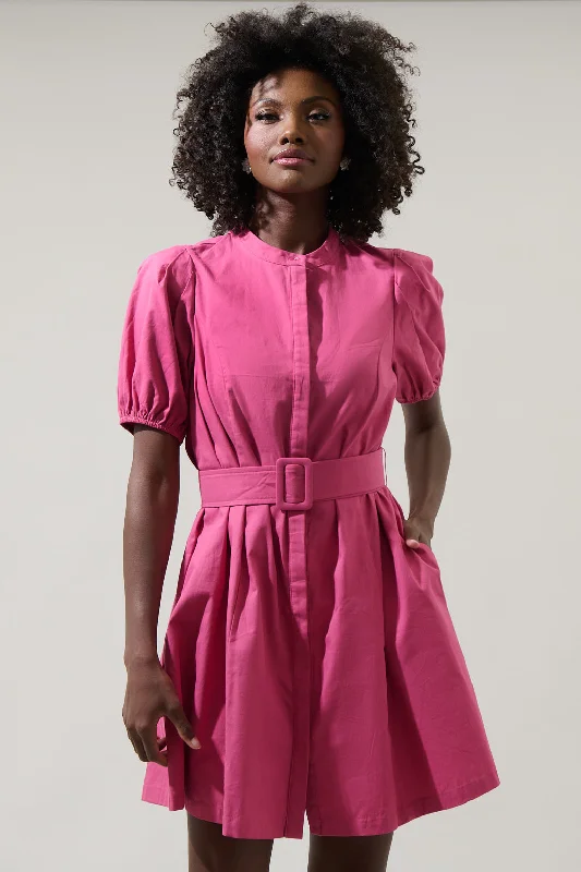 Yami Button Down Shift Mini Dress Elegant Silk Mini Dress