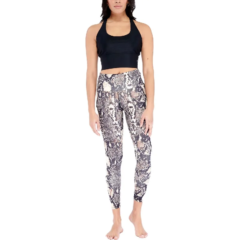 Electric Yoga Women's Snake Print Mid-Rise Quick Dry Activewear Fitness Leggings Cozy Bootcut Leggings