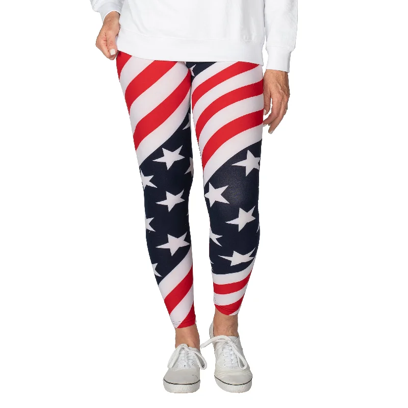 Women's American Flag Microfiber Leggings Elegant Animal Print Leggings