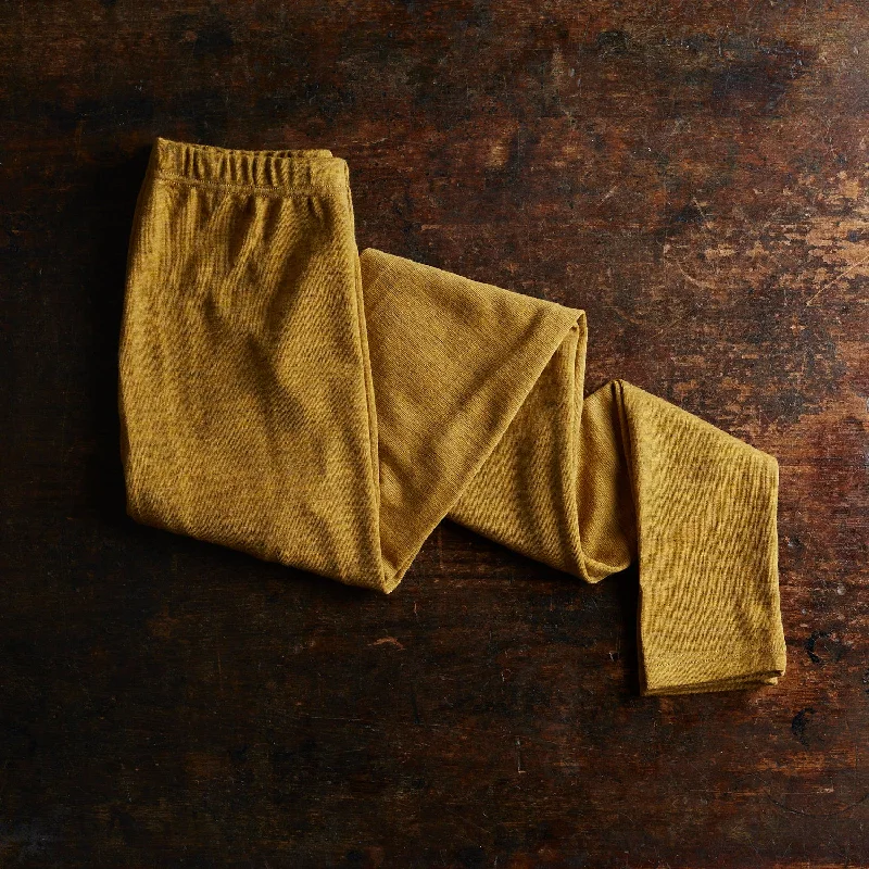 Womens Merino Wool Leggings - Saffron Melange Comfortable Zip-Up Leggings