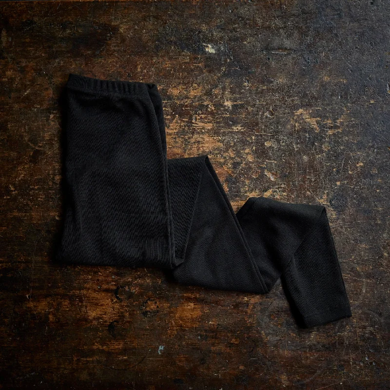 Womens Merino Wool & Silk Leggings - Black Cozy Oversized Leggings