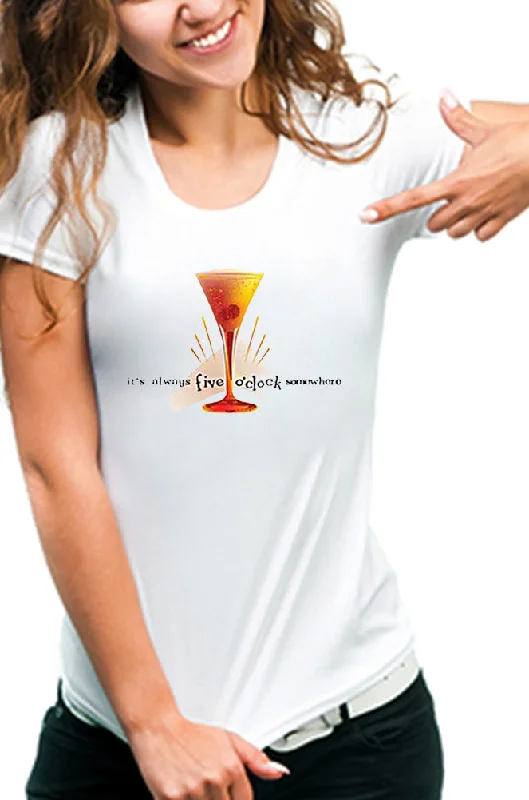 5 O'clock Somewhere Cosmopolitan Girls T-Shirt Satin Blend Silk Blend Wool Blend