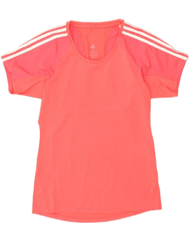 ADIDAS Womens T-Shirt Top UK 10 Small Pink Polyester Oversized T-Shirt Spandex breathable