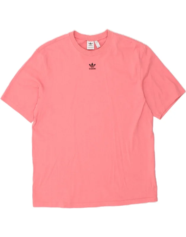 ADIDAS Womens T-Shirt Top UK 14 Large Pink Cotton Chenille Blend Fleece Blend Nylon Blend