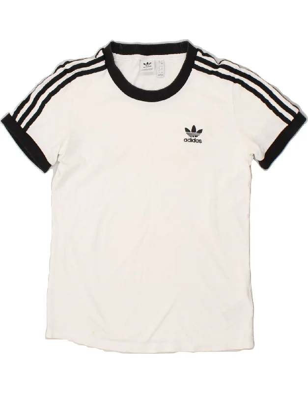 ADIDAS Womens T-Shirt Top UK 8 Small White Cotton Modern Contemporary Chic