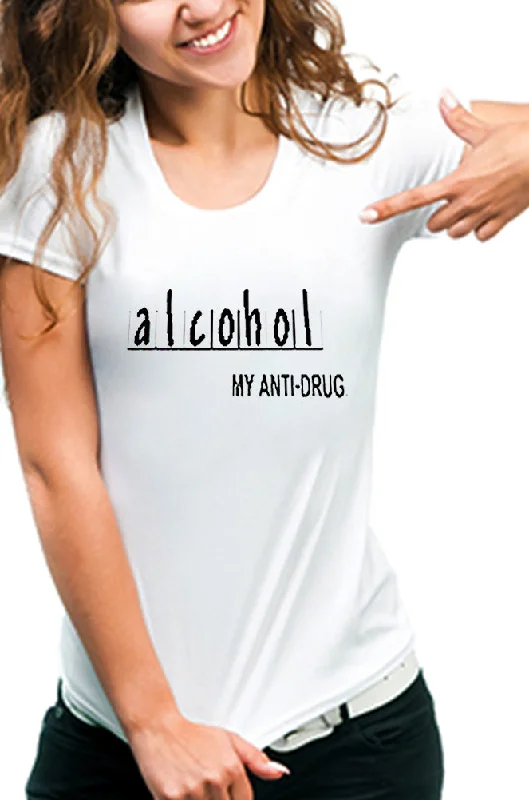 Alcohol Anti-Drug Girls T-Shirt Lace Blend Ribbed Blend Corduroy Blend