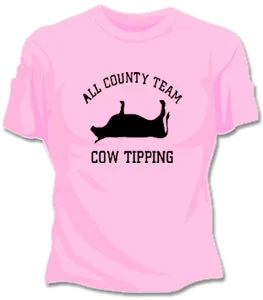 All County Cow Tipping Girls T-Shirt Notch Collar Peter Pan Collar Cowl Neck