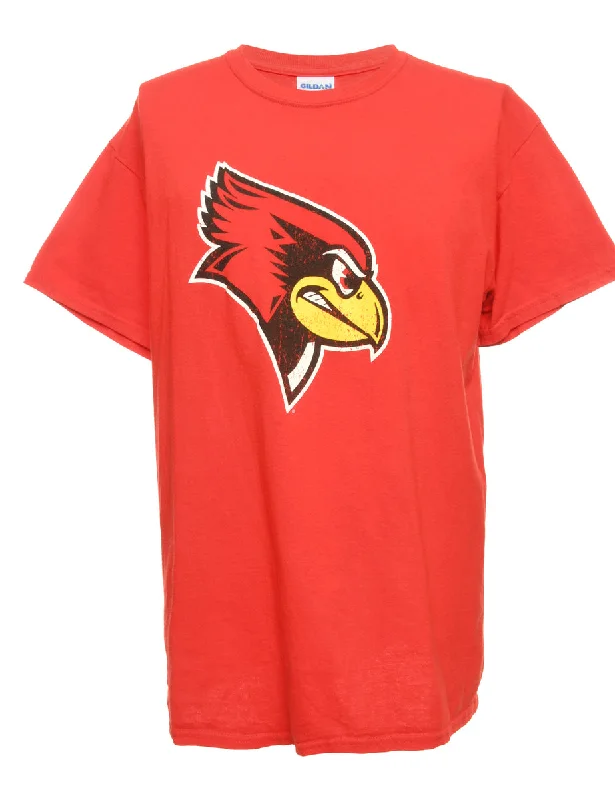 Arizona Cardinals Red Printed Sports T-shirt - L Beaded Sequined Faux Fur