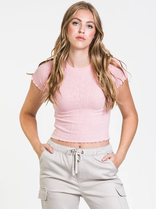 HARLOW AVA POINTELLE TEE - CLEARANCE Embroidered Appliqued Beaded