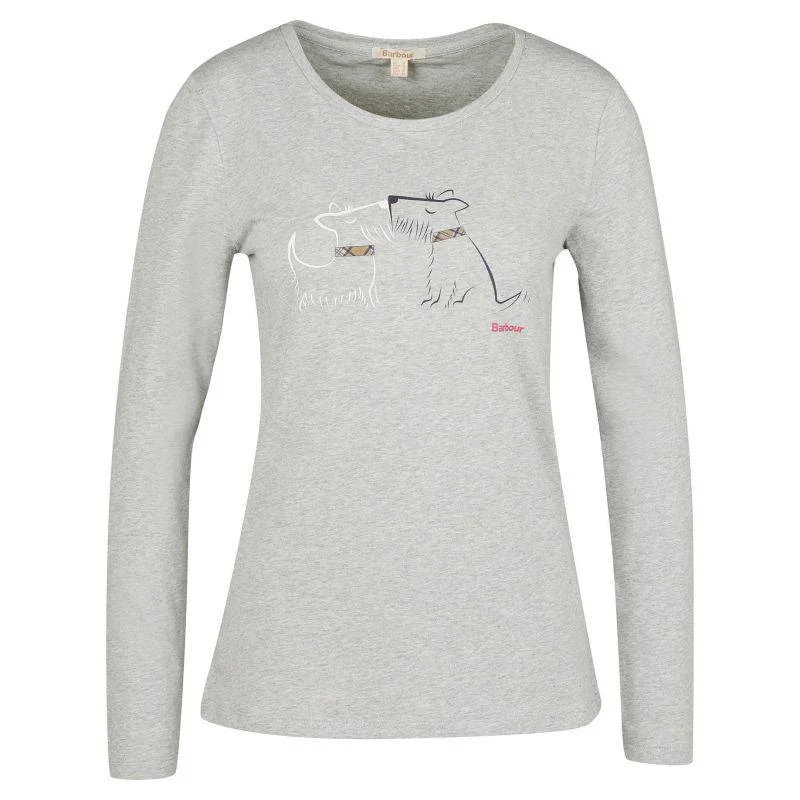 Barbour Lossie Ladies Long Sleeve T-Shirt - Grey Marl Elegant Classic Vintage