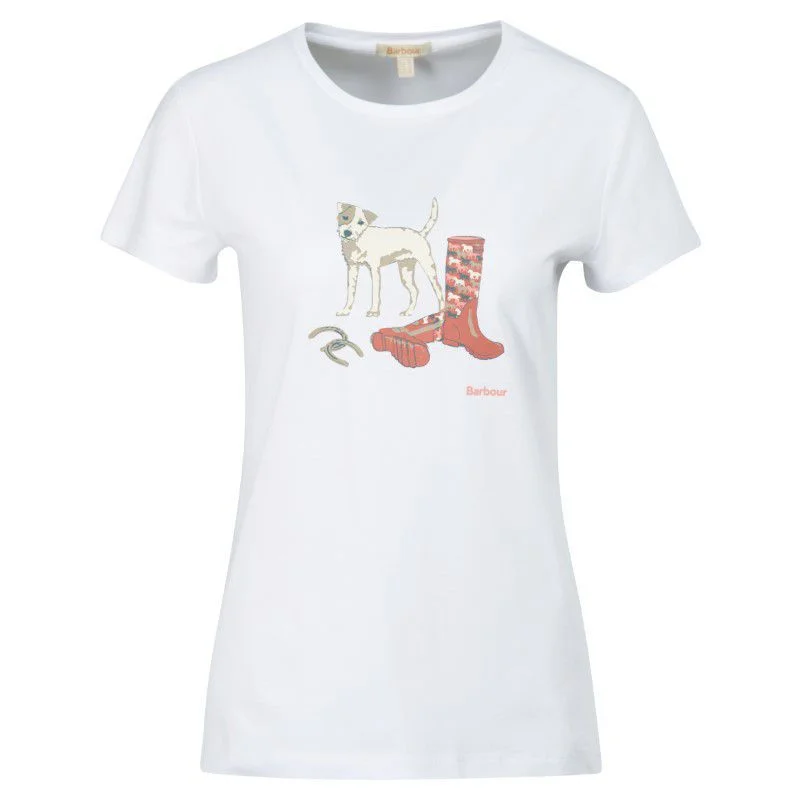 Barbour Rowen Ladies T-Shirt - White Collared Crew Neck Turtle Neck