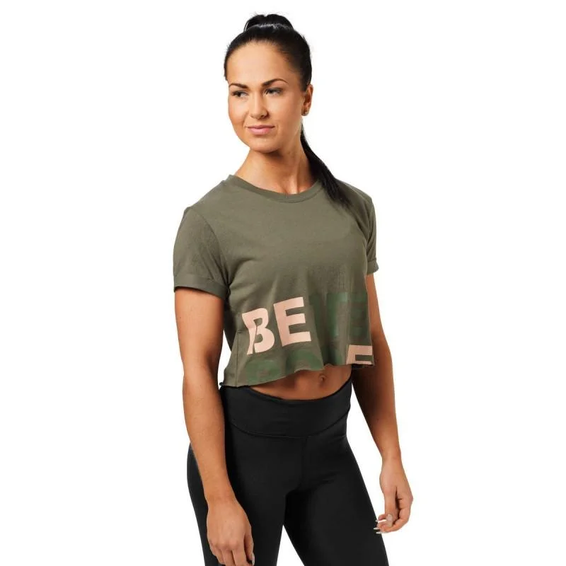 Better Bodies Astoria Cropped Tee - Wash Green Chenille Blend Fleece Blend Nylon Blend