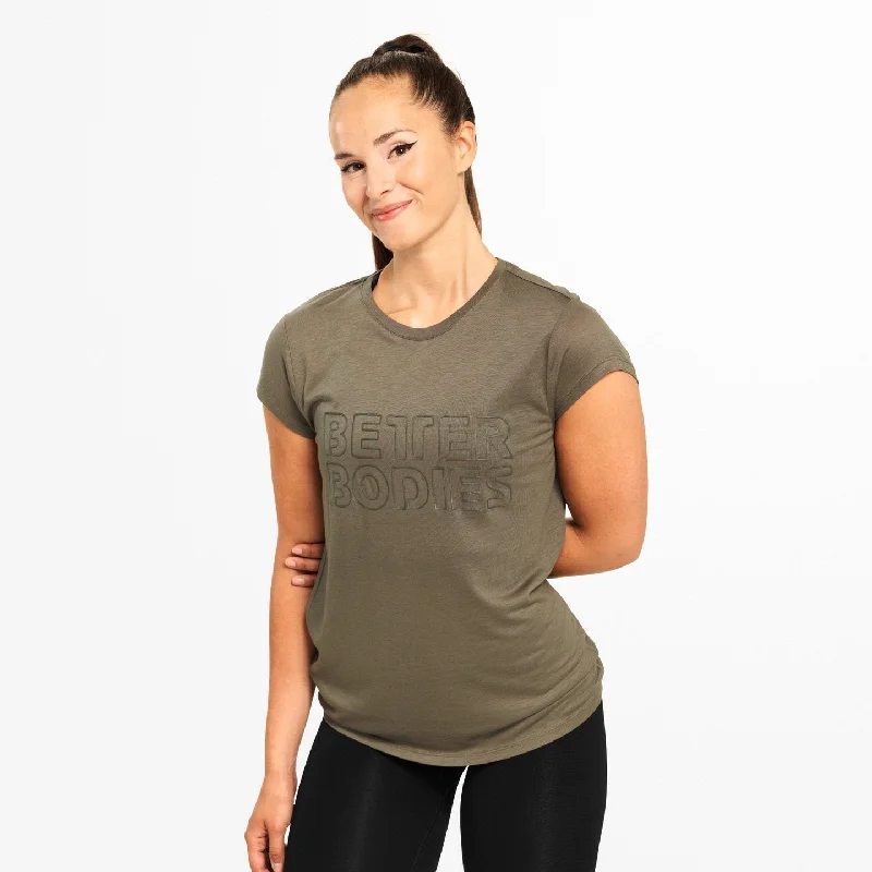 Better Bodies Waverly Tee - Washed Green Lace Blend Ribbed Blend Corduroy Blend