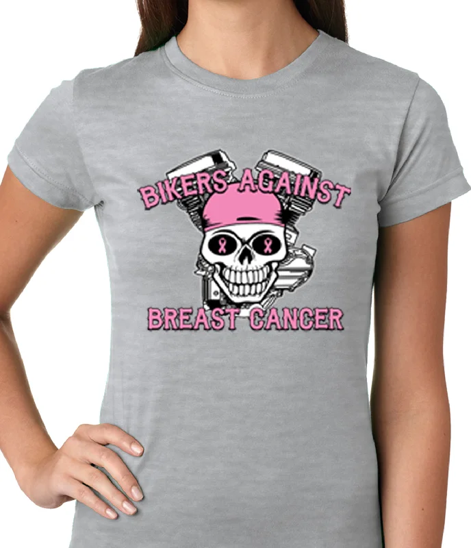 Bikers Against Breast Cancer Ladies T-shirt Cozy Warm Stylish