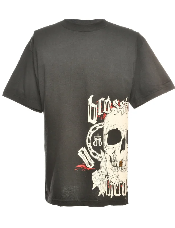 Black Brass Knuckle Printed T-shirt - M Nylon Fabric Polyester Fabric Spandex Fabric