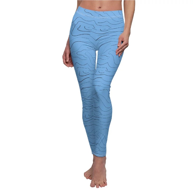 Blue Leggings, Geometric Pattern, Casual Leggings Stylish Sporty Performance Leggings