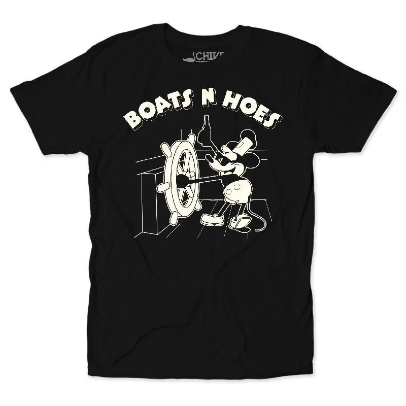 Boats N Hoes Unisex Tee V-Neck T-Shirt Long Sleeve Cotton
