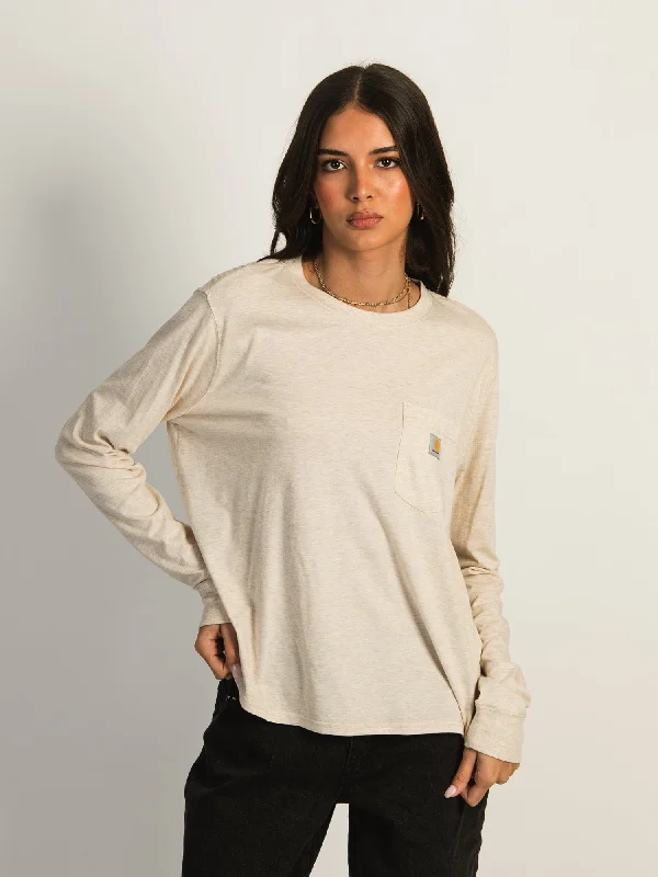 CARHARTT LONG SLEEVE POCKET TEE Notch Collar Peter Pan Collar Cowl Neck