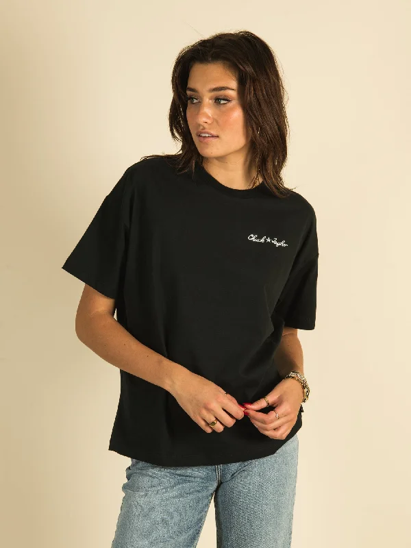 CONVERSE CHUCK LC EMBROIDERED OVERSIZED T-SHIRT Hooded Caped Shawl Collar