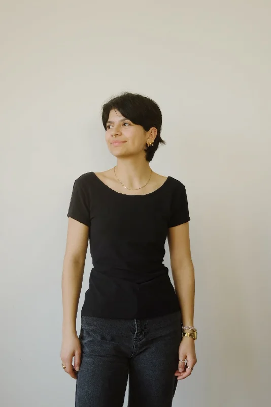 cotton t-shirt - aloe ballerina - black Houndstooth Herringbone Solid