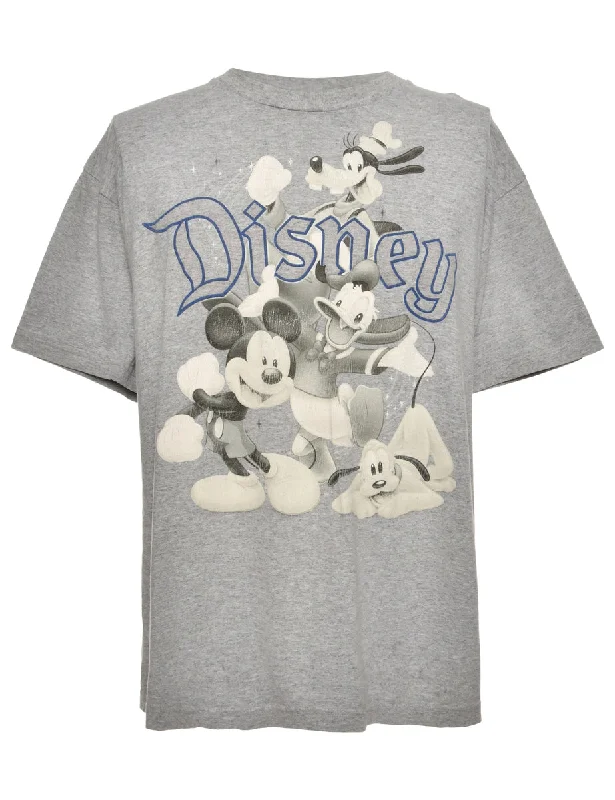 Disney Cartoon T-shirt - L Collared Crew Neck Turtle Neck