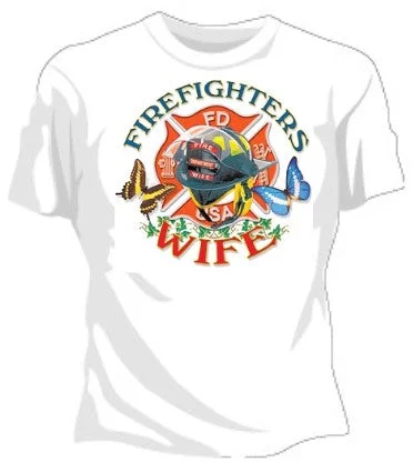 Firefighters Wife Girls T-Shirt Houndstooth Herringbone Solid