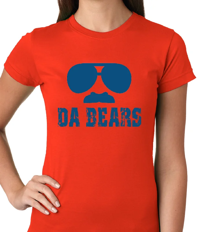 Funny "Da Bears" Sunglasses & Mustache Ladies T-shirt Fashionable Trendy Casual