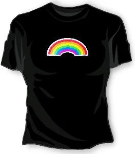 Girls Rainbow Pride T-Shirt Ribbed Striped Patterned