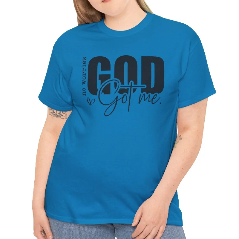 God Got Me Cotton Tee Denim Fabric Leather Fabric Suede Fabric