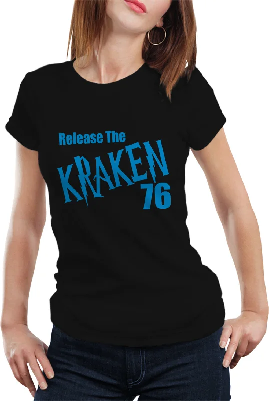 Hardy Release The Kraken Carolina Girl's T-Shirt Collared Crew Neck Turtle Neck