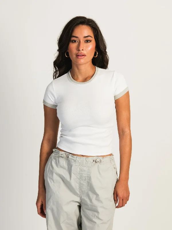 HARLOW ALEX TEE - WHITE Terry Blend Velvet Blend Canvas Blend