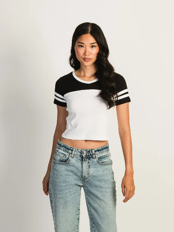 HARLOW JESSIE TEE - BLACK WHITE Houndstooth Herringbone Solid