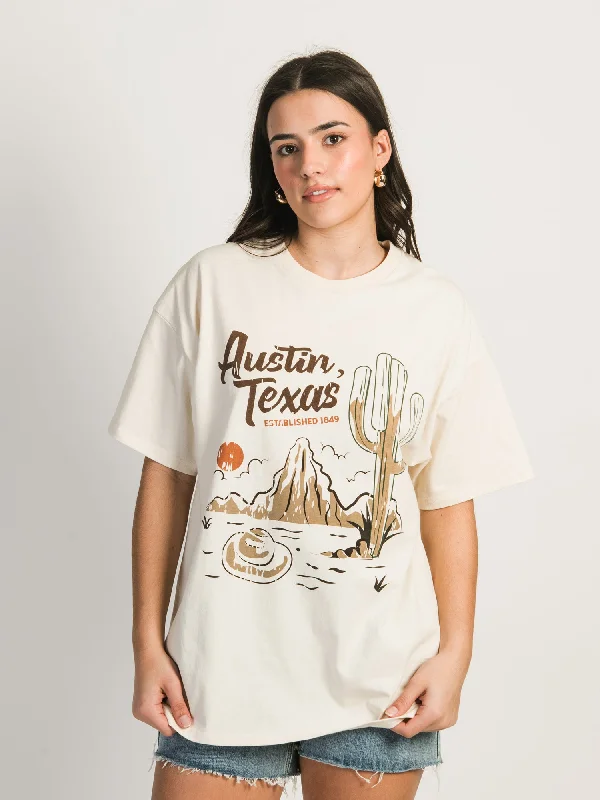 HARLOW SYDNEY OVERSIZED GRAPHIC TEE - AUSTIN TEXAS Lace Blend Ribbed Blend Corduroy Blend