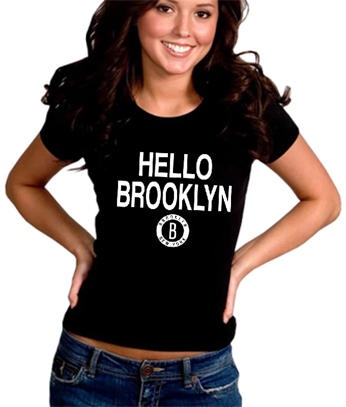 Hello Brooklyn Girl's T-shirt Collared T-Shirt Boat Neck A-Line