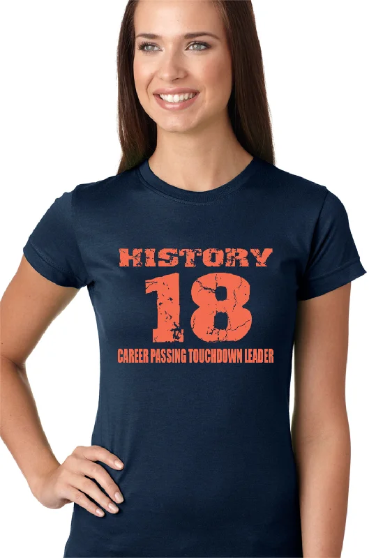 History 18 Manning Record Breaking Girls T-shirt Graphic Embroidered Appliqued
