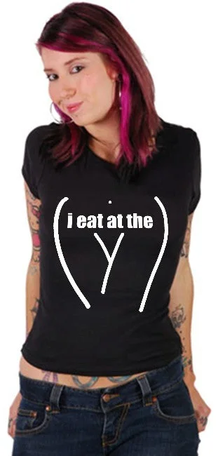 I Eat At The "Y" Girls Lesbian T-Shirt Collared Crew Neck Turtle Neck