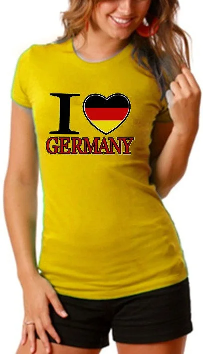I Love Germany Girls T-Shirt Spandex Blend Rayon Blend Denim Blend